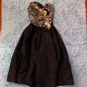 VTG 80’s Gold Black Sequin PROM Dress EUC 8